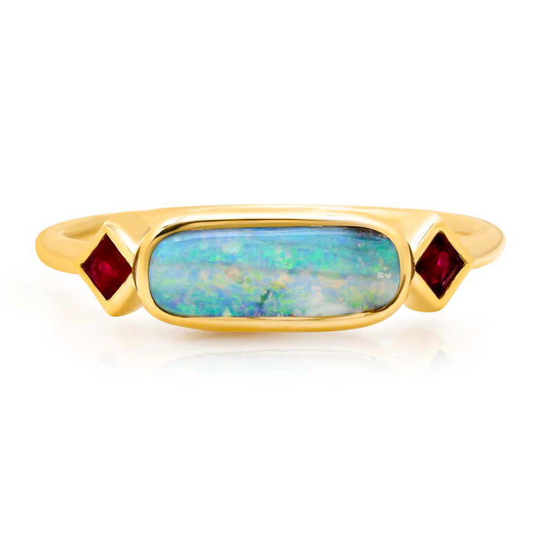 Amelia Opal and Ruby Ring - Rosedale Jewelry
