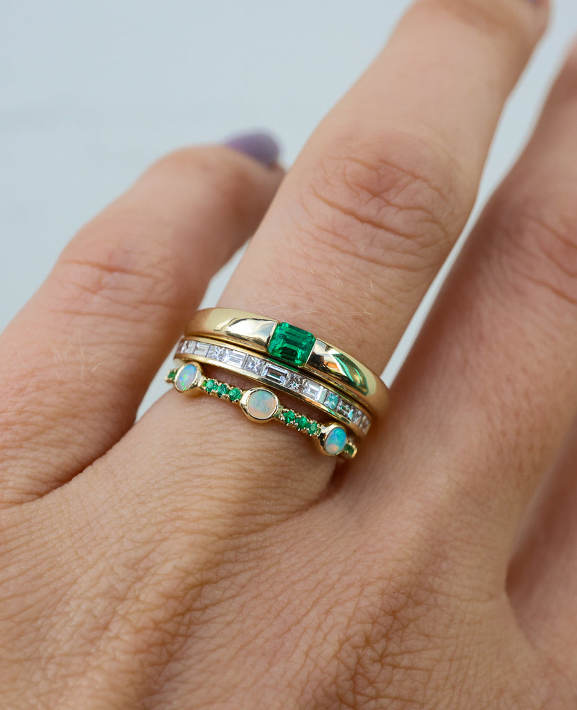 Opal Emerald Trinity Ring - Rosedale Jewelry