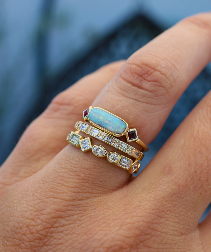Amelia Opal and Ruby Ring - Rosedale Jewelry