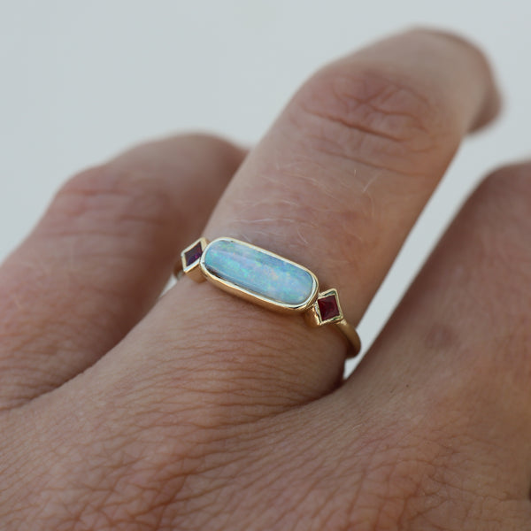 Amelia Opal and Ruby Ring - Rosedale Jewelry