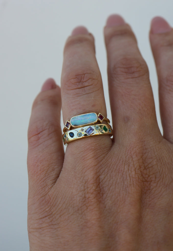 Amelia Opal and Ruby Ring - Rosedale Jewelry