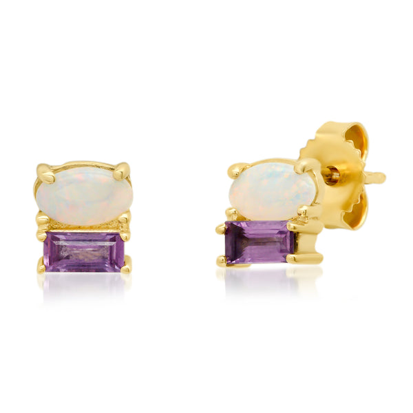 Inflection Opal Sapphire Earrings - Rosedale Jewelry