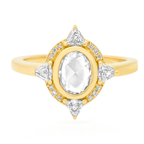 18K Yellow Gold and White Diamond ring.