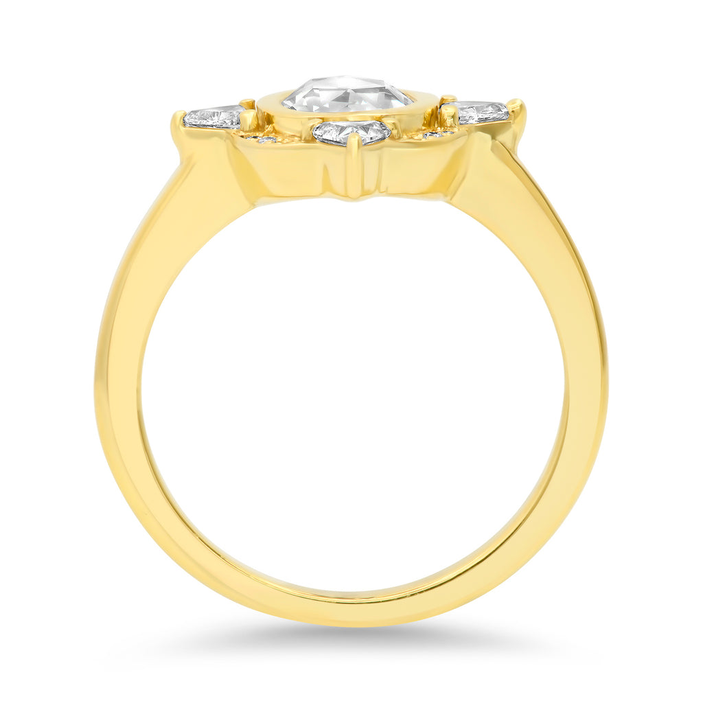 18K Yellow Gold and White Diamond ring.
