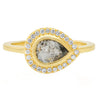 18K Yellow Gold and Diamond teardrop-shaped ring.