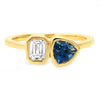 18K yellow gold ring band with diamond and sapphire settings.