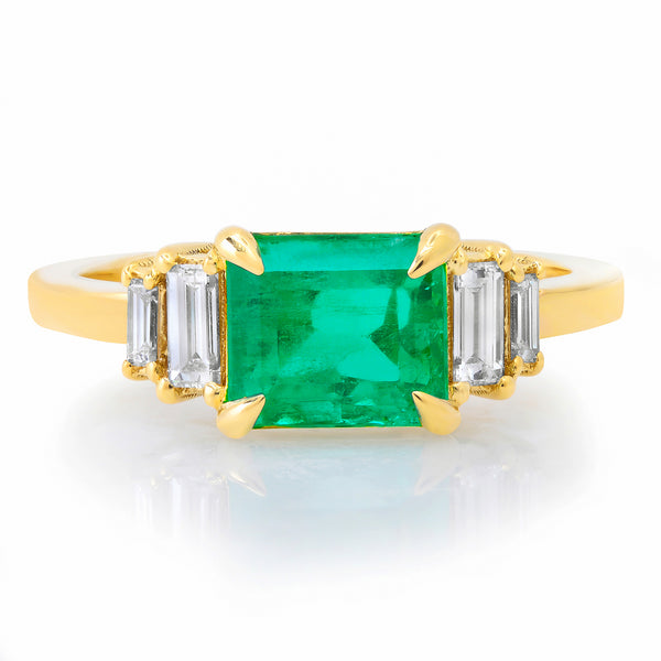 The Gemma Ring with an Emerald Cut Emerald - Rosedale Jewelry