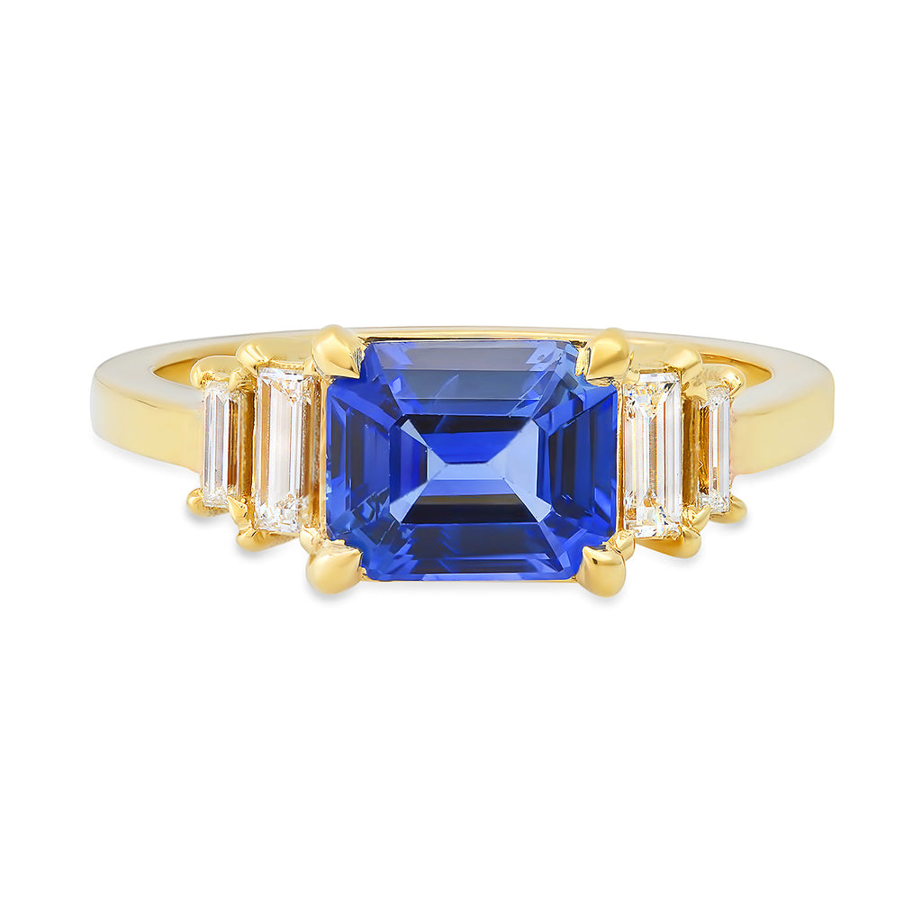 The Gemma Ring with an Emerald Cut Sapphire - Rosedale Jewelry