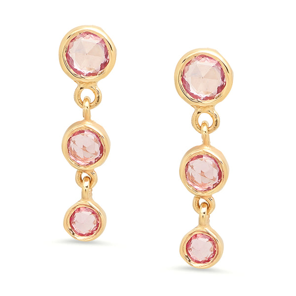 Cascading Trinity Pink Sapphire Earrings - Rosedale Jewelry