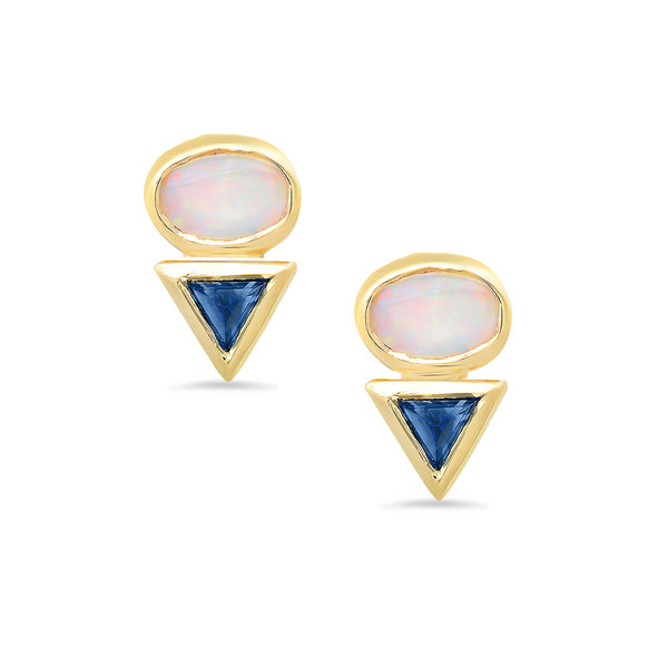 Eos II Opal & Sapphire Earrings - Rosedale Jewelry