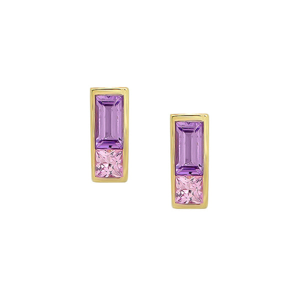 Sapphire Duet Earrings Purple/Pink - Rosedale Jewelry
