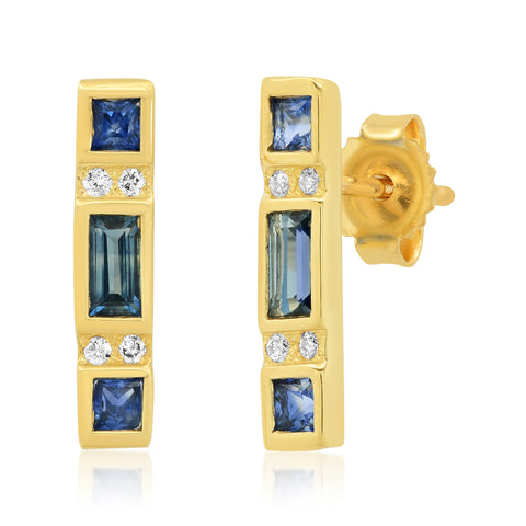 Sapphire Bar Earrings - Rosedale Jewelry