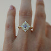 Rose-cut engagement ring with halo from Rosedale Jewelry.
