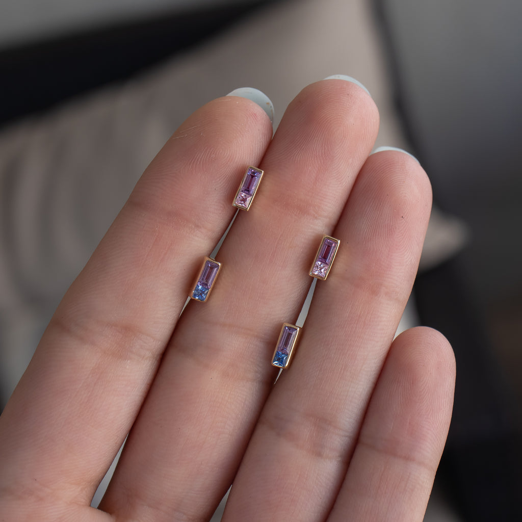 Sapphire Duet Earrings Purple/Pink - Rosedale Jewelry