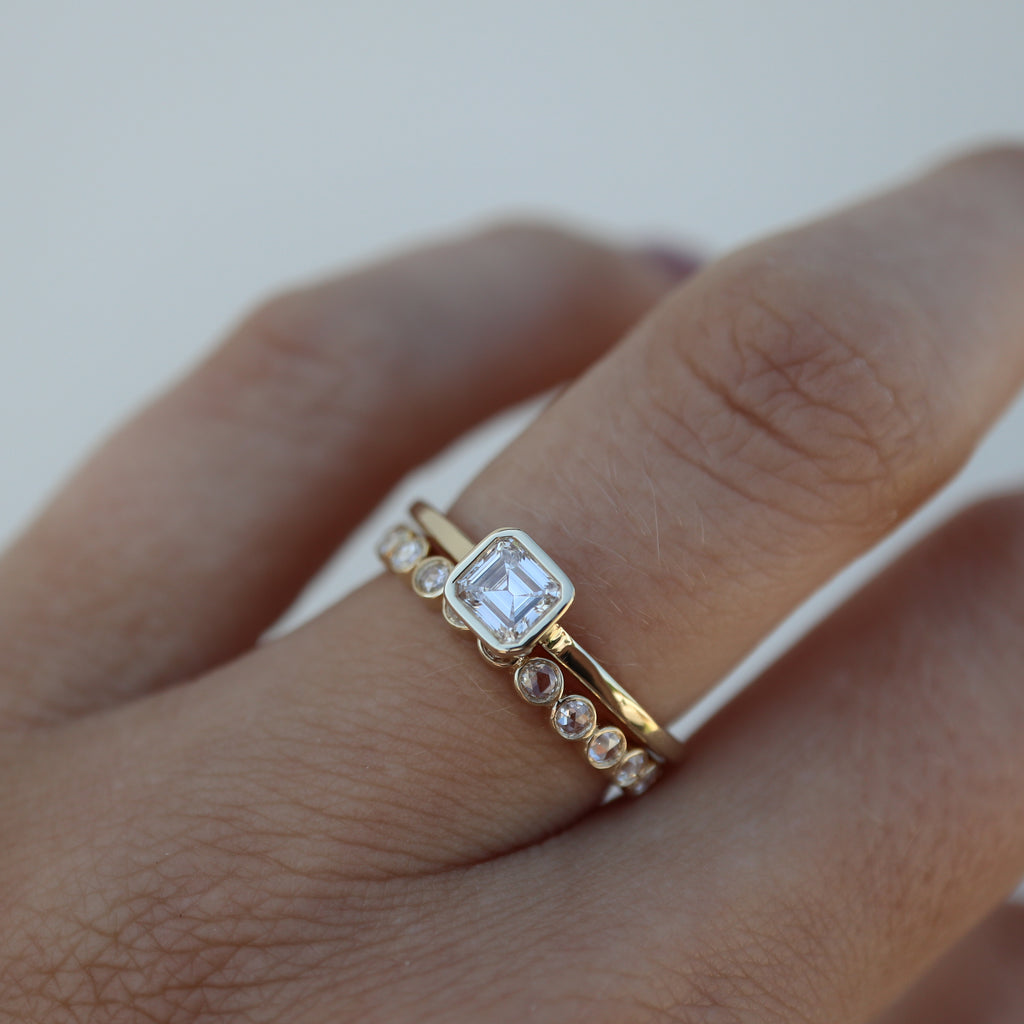 East West Rose Cut Wedding Band East To West Hexagon Rose Cut Ring