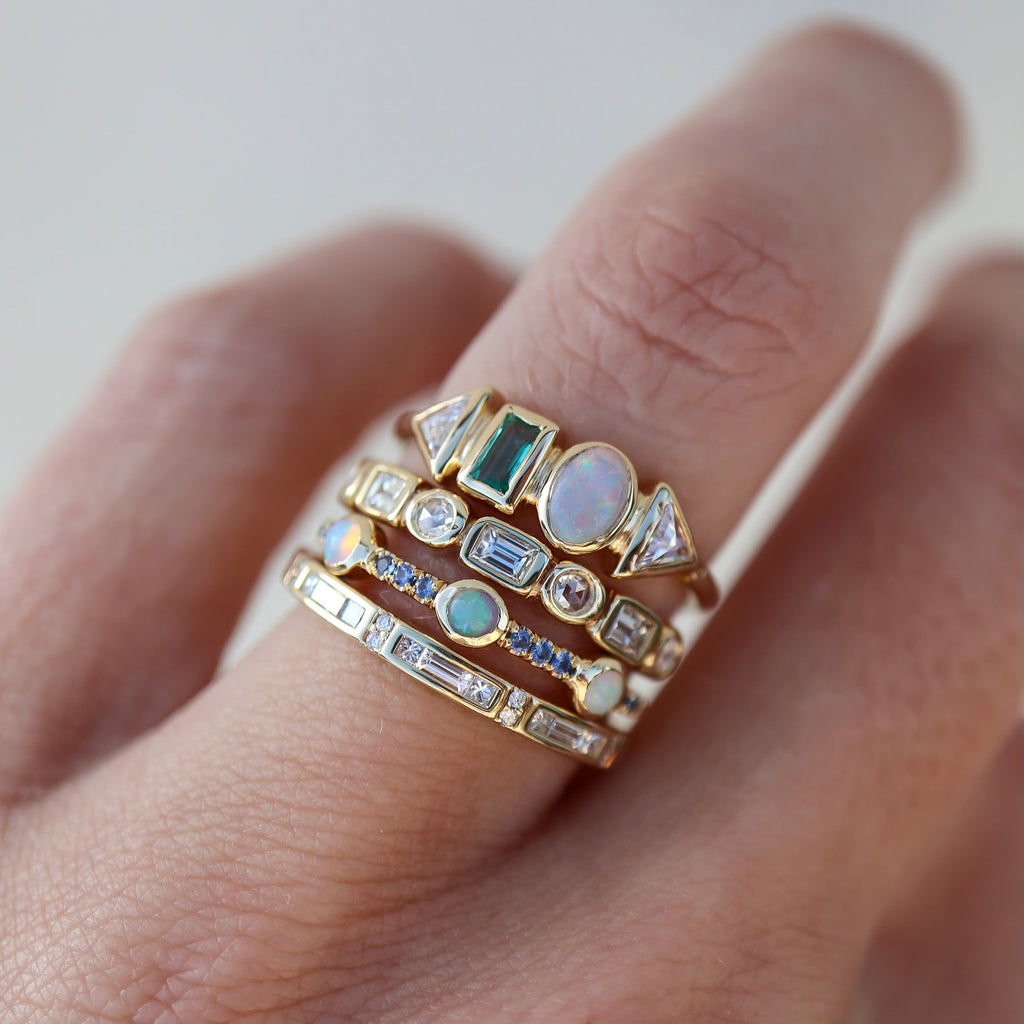 Opal Sapphire Trinity Ring - Rosedale Jewelry