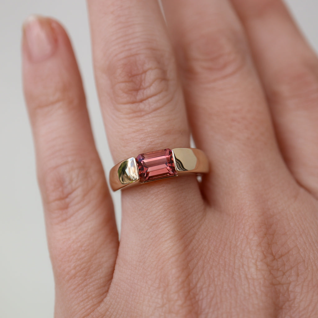 The Willa Ring with a Pink Red Tourmaline - Rosedale Jewelry
