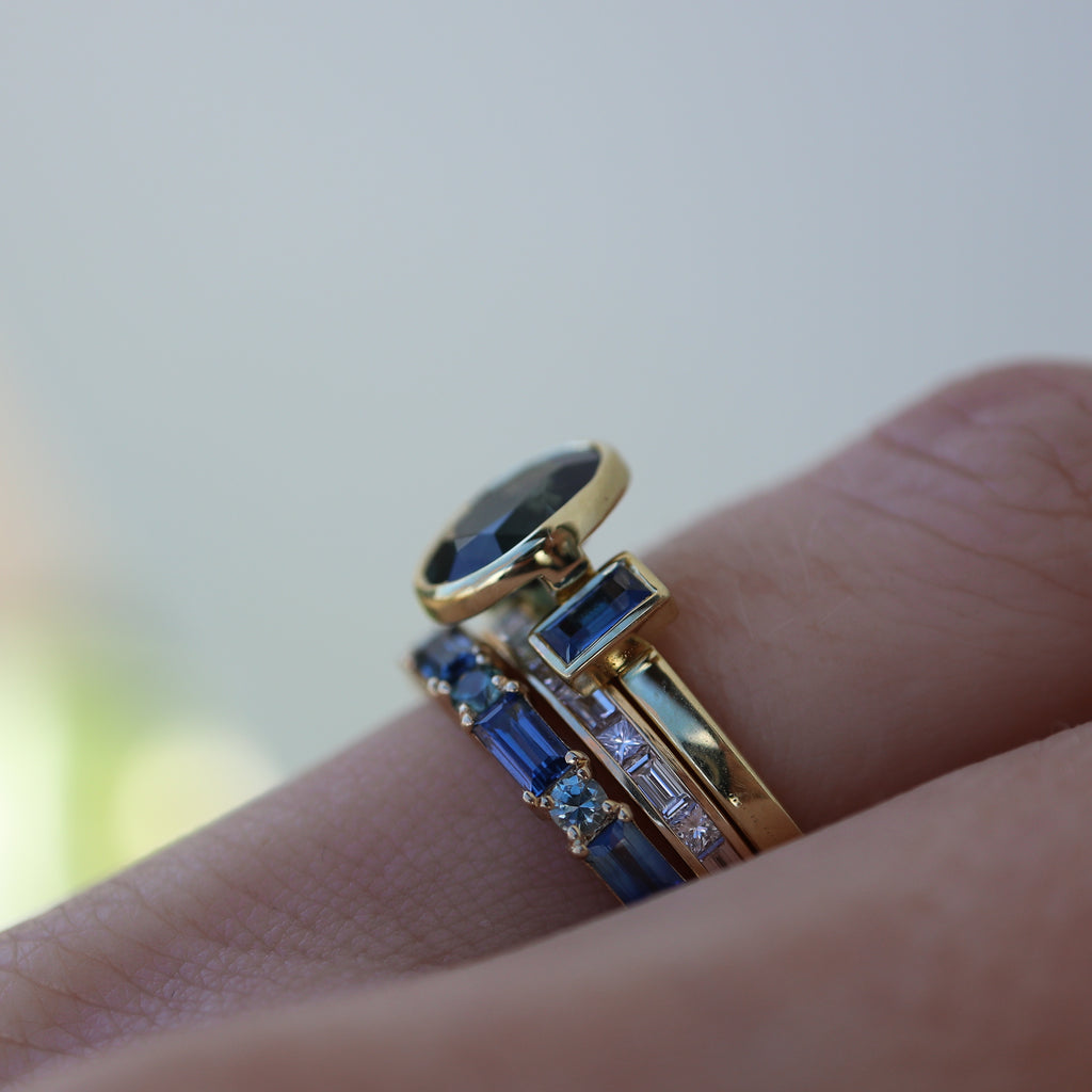 The Phoebe Ring with an Oval Teal Sapphire - Rosedale Jewelry