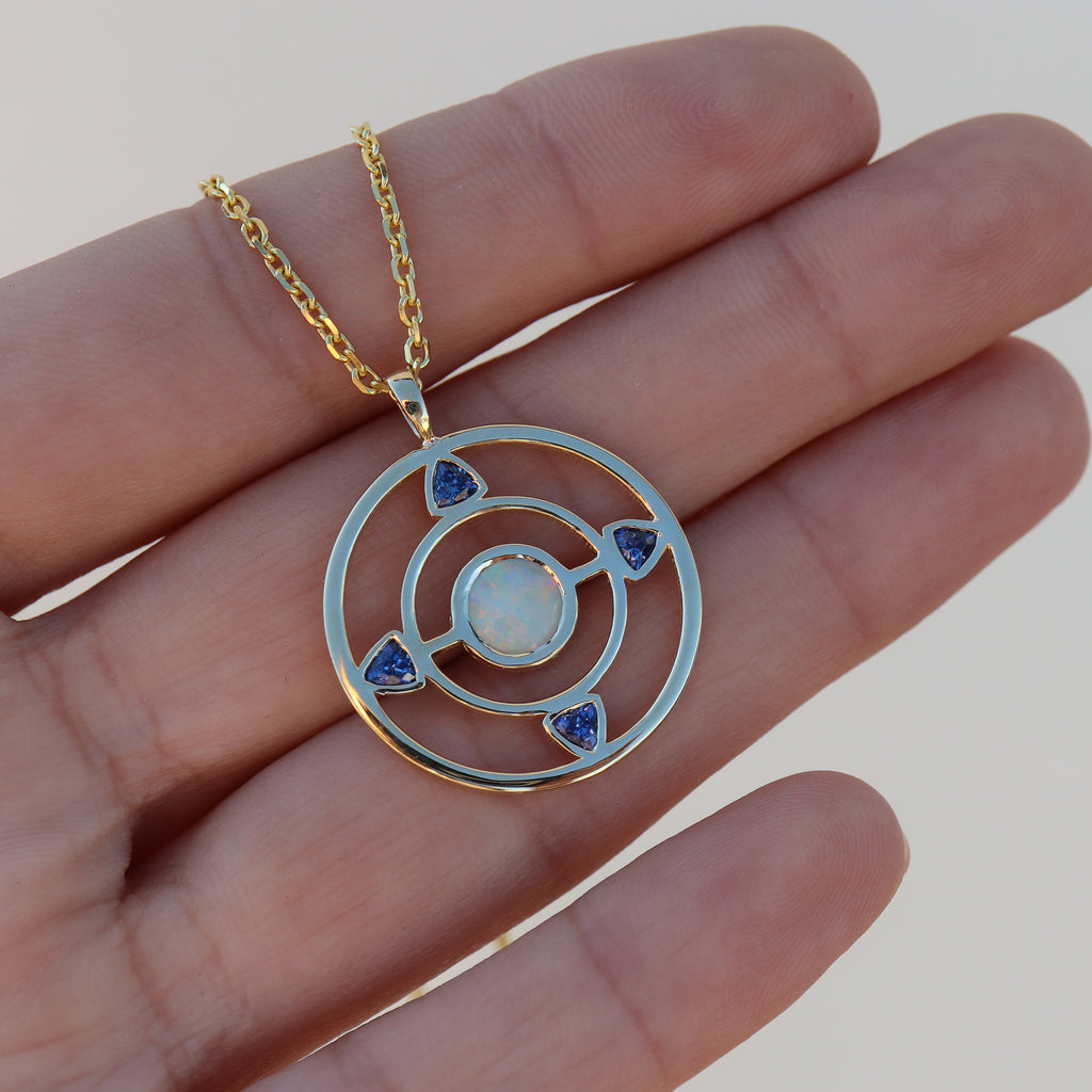 The Evelyn Opal Sapphire Pendant - Rosedale Jewelry