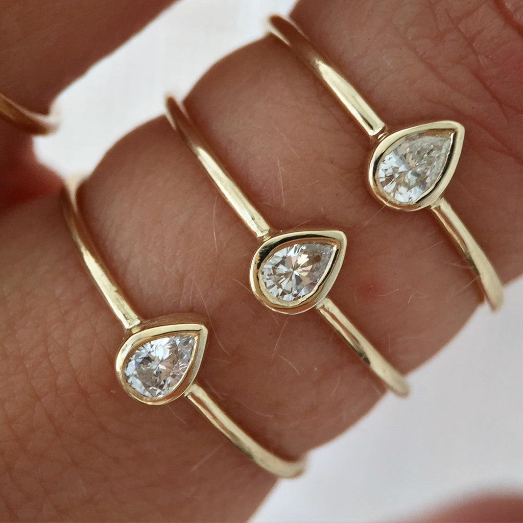 Mini Pear Diamond Ring - Rosedale Jewelry