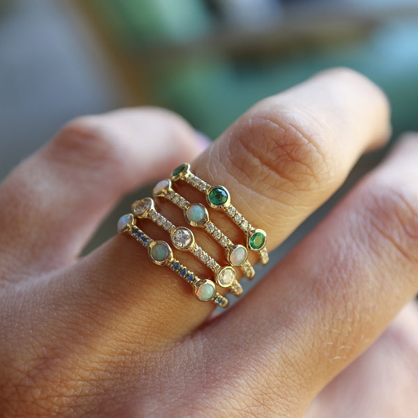 Opal Sapphire Trinity Ring - Rosedale Jewelry